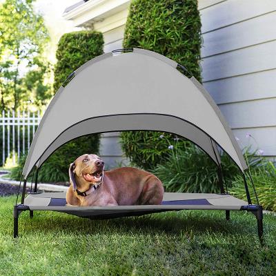 China Waterproof Outdoor Removable Aluminum Collapsible Dog Canopy Camp Bed Portable Elevated Wrought Iron Dog Sun Cradle Pet Bedspreads Waterproof for sale