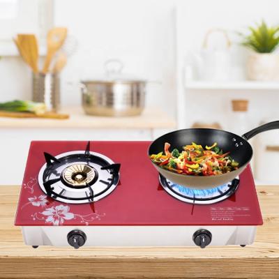 China New Innovative Easily Cleaned Table Top Stove Tempered Glass Fashion Kitchen Quick Gas Cooker Competitive 1 Piece Double Burner for sale