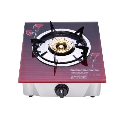 China Advanced technology tabletop glass one-piece model burner blue flame low price simple energy saving easily cleaned high quality gas stove for sale