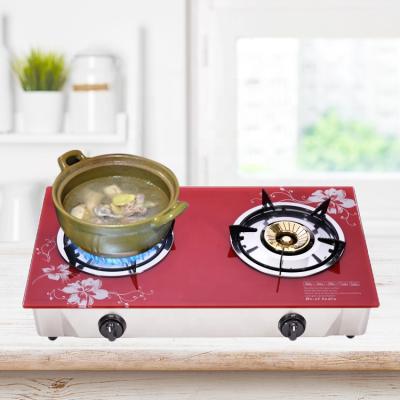 China Simple Color Mini Appearance 2 Burner Dish Porcelain Factory Price Hotel Delicate Easily Cleaned Gas Stove for sale