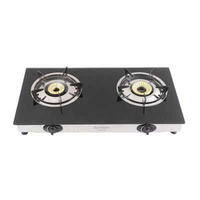 China Household butane light mobile electric countertop European price Indian rupees 2 burner automatic automatic lpg gas cookers with cover for sale