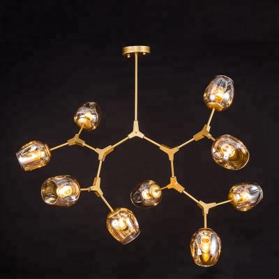 China Single Modern Modern E27 Champagne Glass Chandelier Art Pendant Light for sale