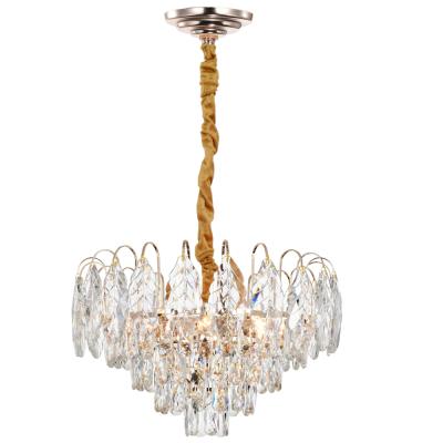 China Modern Quality Crystal Leaf Chandelier Living Room Luxury Crystal Pendant Light Size for sale