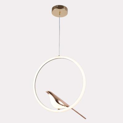 China Modern New Design Metal Bird Silicone Round Magnetic Ring Indoor LED Small Size Pendant Light for sale