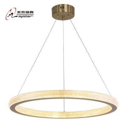 China Modern Decorative LED Ring Acrylic Pendant Light Single Bright Both Sides for sale