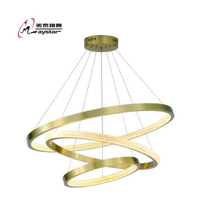 China New Design Modern Modern LED Three Ring Acrylic Pendant Light Outer Side Bright for sale