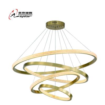 China Four Layer Modern Led Chandelier LED Four Ring Acrylic Pendant Light Bright Outer Side for sale