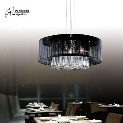 China Modern Modern Crystal Black Fabric Pendant Lamp Chandelier for sale