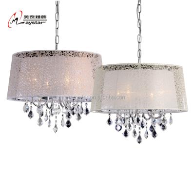 China Two-Layer Fabric Modern Round Crystal Chandelier Pendant Light Hotel Lighting for sale