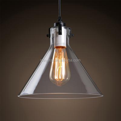 China Handblown Modern Transparent Trumpet Vintage Glass Pendant Lamp Hanging Light for sale