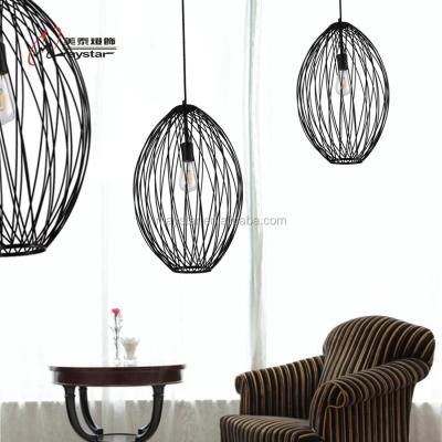 China Modern Contemporary Oval Metal Pendant Lamp With E27 Low Iron Hanging Light for sale