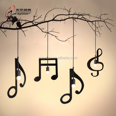 China Modern Creative Art Cafe Decoration Metal Hanging Light Musical Note Iron Bar for sale