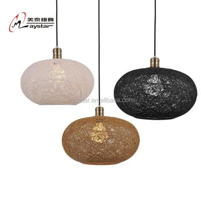 China Nice modern contemporary canvas yarn hanging American line light egg country style rattan shape for sale