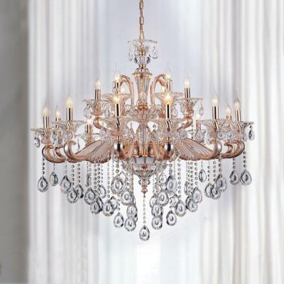 China Unique Art Modern Crystal Chandelier Pendant Light 6 AM Champagne Color with Base E14 Banquet Indoor Decor for sale