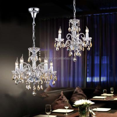 China Modern Art Unique Clear Crystal Chandelier Pendant Light with E14 Base 3-5 Candle Hamulus Bulb for sale