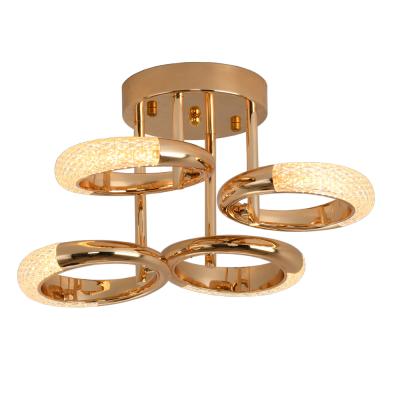 China Modern Creative French Metal Ring Acrylic Ceiling Light Golden for sale