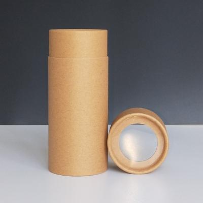 China Empty Round Craft Rolling Paper Rolling Paper Tube Container Biodegradable Maker Kraft Paper Tube With Window for sale