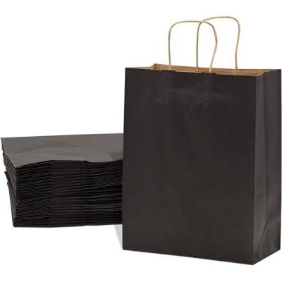 China Recyclable Black Custom Luxury Paper Kraft Paper Matte Craft Bags With Your Own Logo Printed for sale