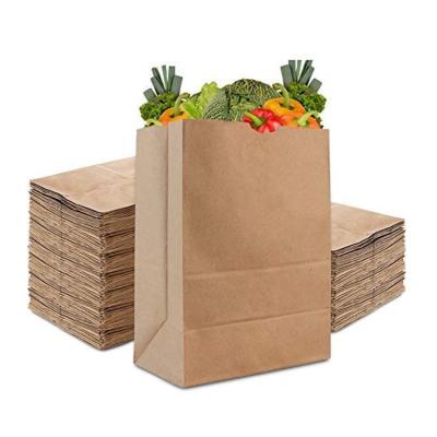 China Recyclable Custom Printed Large Stock Grocery Kraft Brown Bulk Paper Bags for sale