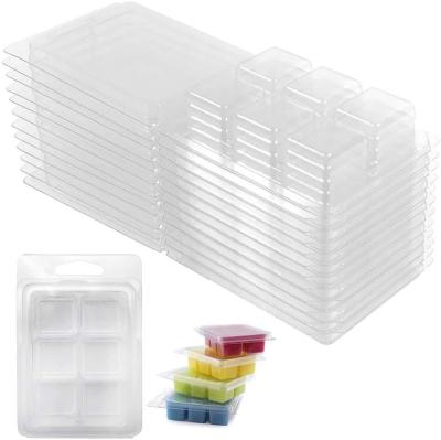 China Gift & Craft Wax Melt Molds 50 Pcs 6 Cavity Clamshell Mold Reusable Clear Plastic Cube Tray For Candle Making And Soap Wax Melts Boxes for sale