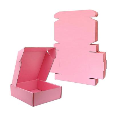 China Recycled Materials Pink Shipping Boxes Custom Logo 2 Sided Pink Gift Cardboard Pink Corrugated Box Mailer Boxes Corrugated for sale