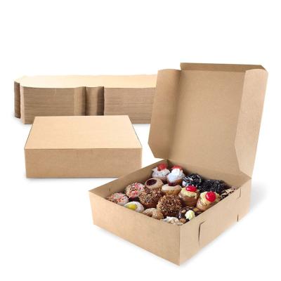 China Small Recyclable Natural Disposable Craft Box Brown Bakery Kraft Artisan Candy Box Sets With PVC Window for sale