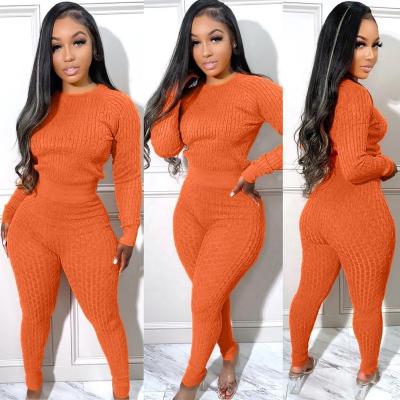 China 2022 Autumn Winter Women's Breathable Sweater Set Two-piece New Solid Color Sweater for sale