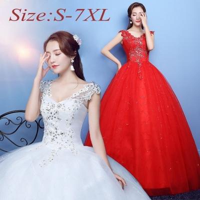 China Sexy Lace Wedding Dresses V-Neck Lace Embroidery Ball Court Dress Breathable Sexy Waist Princess Wedding Dresses Vestido De Noiva Plus for sale