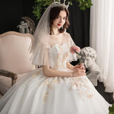 China OEM Breathable Wedding Length Bride Dress Robe De Mariee Floor White Fashion Lady Plus Size Women's Ball Gowns for sale