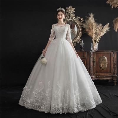 China OEM Breathable Half Sleeve Vintage Wedding Dresses 2021 If Embroidery Vestidos De Noivas Plus Size Bridal Ball Gowns for sale