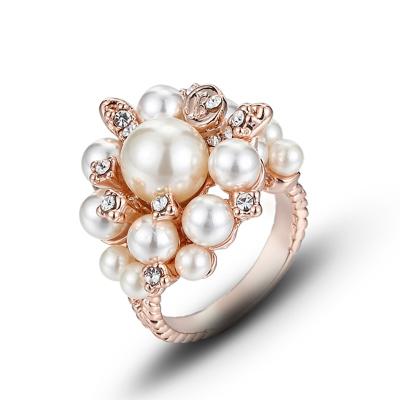 China Wholesale Good Quality Vintage Special Offer Rhinestone Pearl New Pearl Statement Rings Fashion Jewelry Gift For Women for sale