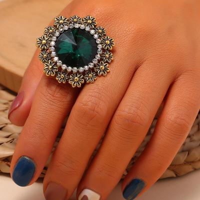 China Vintage Geometric Rings Shape Retro Trend Diamond Opening Adjustable Finger Ring for sale