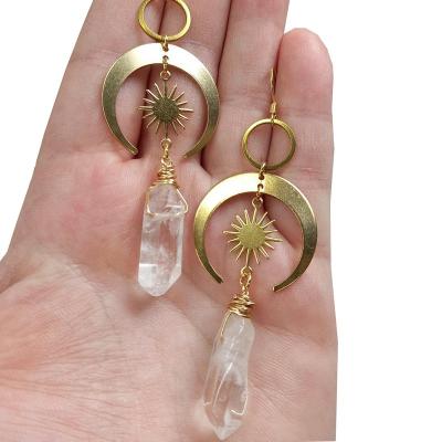 China FASHIONABLE Gothic Crystal Moon Pendant Earrings Women Geometric Sun Natural Drop Dangle Ear Jewelry for sale