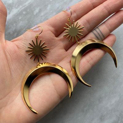 China FASHIONABLE Creativity Gold Punk Minimalism Witch Earrings Gorgeous Moonbeam Color Jewelry Classics Shape Earrings for sale