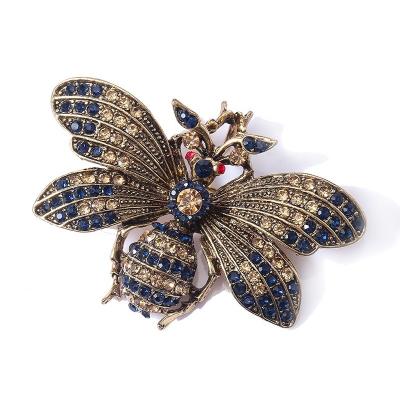 China ALLOY Rhinestone Bee Brooch Insect Brooches For Metal Pin Scarf Clip Clothes Accessories Vintage Men Women for sale