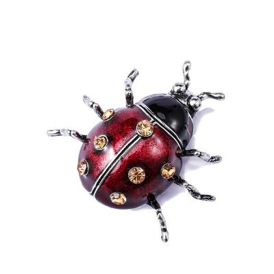 China Red ALLOY Vintage Enamel Beetle Broocohes Women Insects Party Casual Brooch Pins for sale