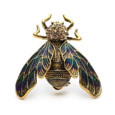 China ALLOY Rhinestone Gold Silver Color Cicada Brooches For Women And Men Crystal Enamel Brooch Pins Christmas Gifts for sale