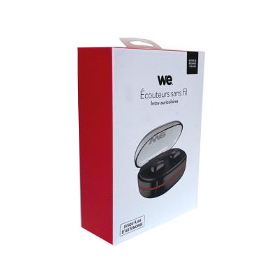 China Recycled Materials Paper Wireless Earphone Box With Hanger for sale