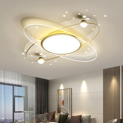 China Surface Mounted Modern Gold LED Chandelier With Remote Control For Living Room Bedroom Study Gold Ceiling Lamp Home Indoor Light Fixture for sale