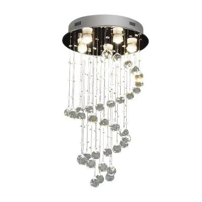 China Modern Crystal Ball Spiral Rain Drop Ceiling Modern Led Crystal Hanging Living Room for sale