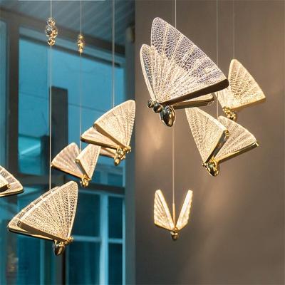 China Dropshipping Modern Creative Butterfly LED Pendant Ceiling For Home Nordic Butterfly Chandelier Light for sale