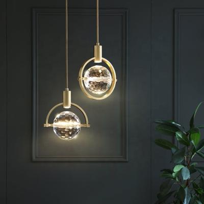 China Modern Round Crystal Ball Ceiling Chandelier Lights Luxury Brass Led Pendant Lamp Creative Home Pendant Lamp for sale