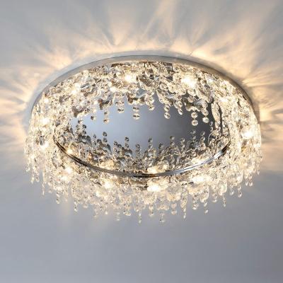 China Modern Silver Luxury Modern Leaded Stainless Steel Ceiling Decorative Wall Mounted Lamps Single Crystal Bedroom Home Ceiling Lamp for sale