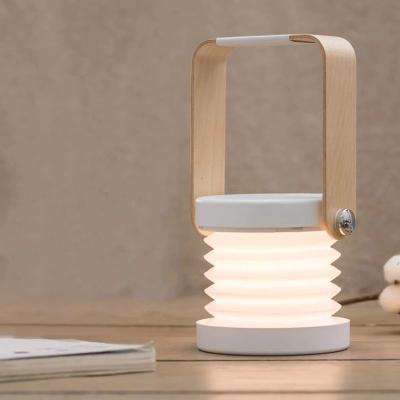 China Bedside 360 ​​Night Light Table Light Creative Rechargeable Rotatable Portable Folding Led Wooden Desk Lamp For Camping for sale