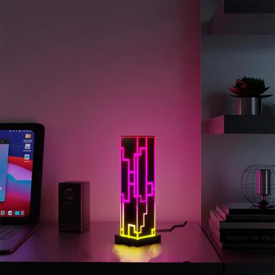 China Modern Cube Design LED Light RGB Multicolor Lamp For Home Remote Desk Table Decor Bedroom Color Portable Desk Lamp Lighting for sale