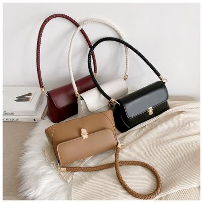 China Vintage Fashion Design Small Purple Women PU Shoulder Bags Below Ladies Soft Leather Handbags Solid Color Bag For Girl for sale