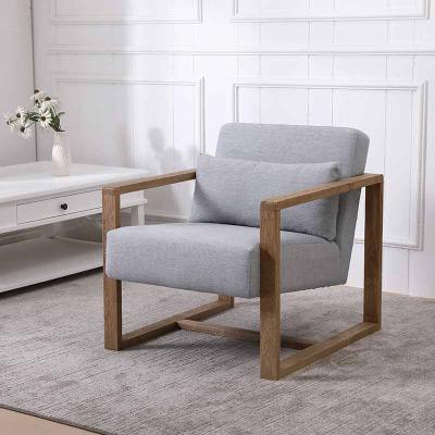 China Fashion Furniture Living Room Chair Hotel Armchair Fabric Leisure Reclining Solid Wood Classic Chair for sale