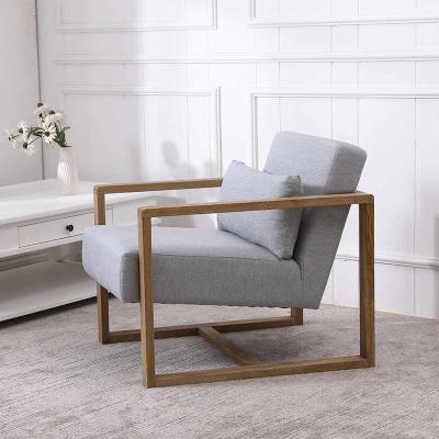 China Nordic Living Room Office Leisure Chair Fabric Living Room Leisure Extended Wood Upholstered Chair for sale