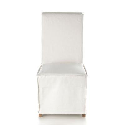 China High Quality Luxury Modern Wooden Legs Laid Dining Chair White Fabric Dining Chair for sale