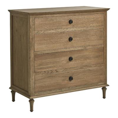 China Convertible French Home Use Solid Oak Wood 4 Drawer Chest Bedroom Living Room Furniture for sale